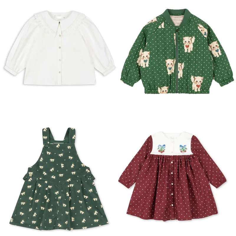 

РАСПРОДАЖА 2025 KS, новые зимние комплекты для маленьких девочек, детские платья с длинными рукавами и принтом для девочек, детская одежда, модный комплект