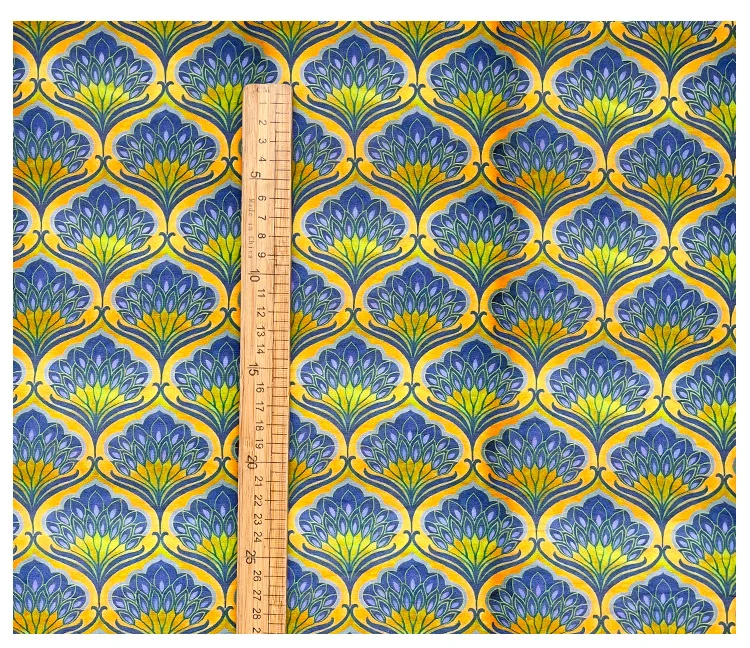 1yard Golden Emerald Ripple Digital Printing Brocade Cotton Fabric for patchwork Skirt dress shirt bag cheongsam fabric