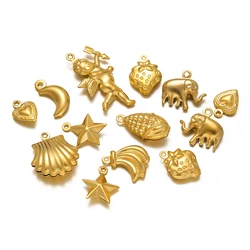20pcs Stainless Steel Hollow Heart Elephant Angel Charms Bracelet Necklace Earrings Making DIY Jewelry Making Supplies Wholesale