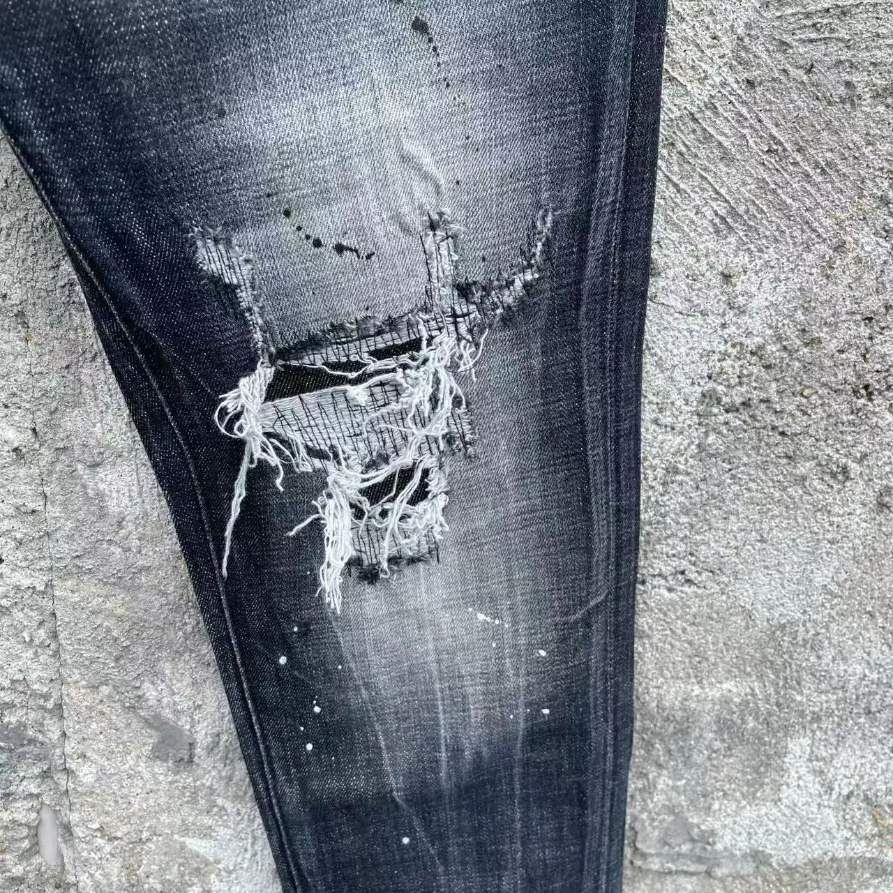 

chareiharper dsqC102 plus size jeans Worn and ripped men's jeans zipper trim slim slim feet trend mid-waist pants for men