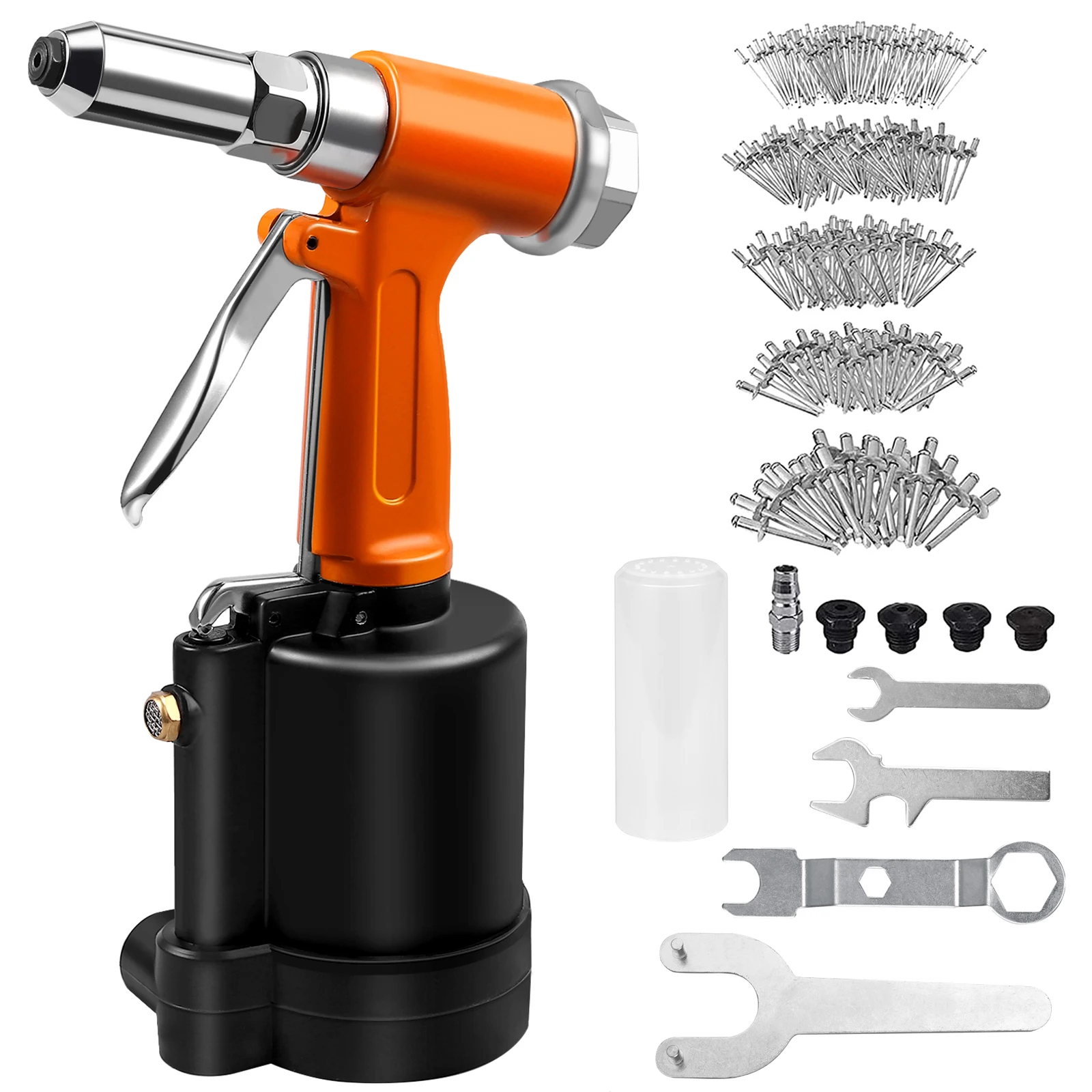 Pneumático Rivet Nut Gun, rebitador de ar hidráulico, Nail Insert Hand Tool Set com rebites 500 pcs