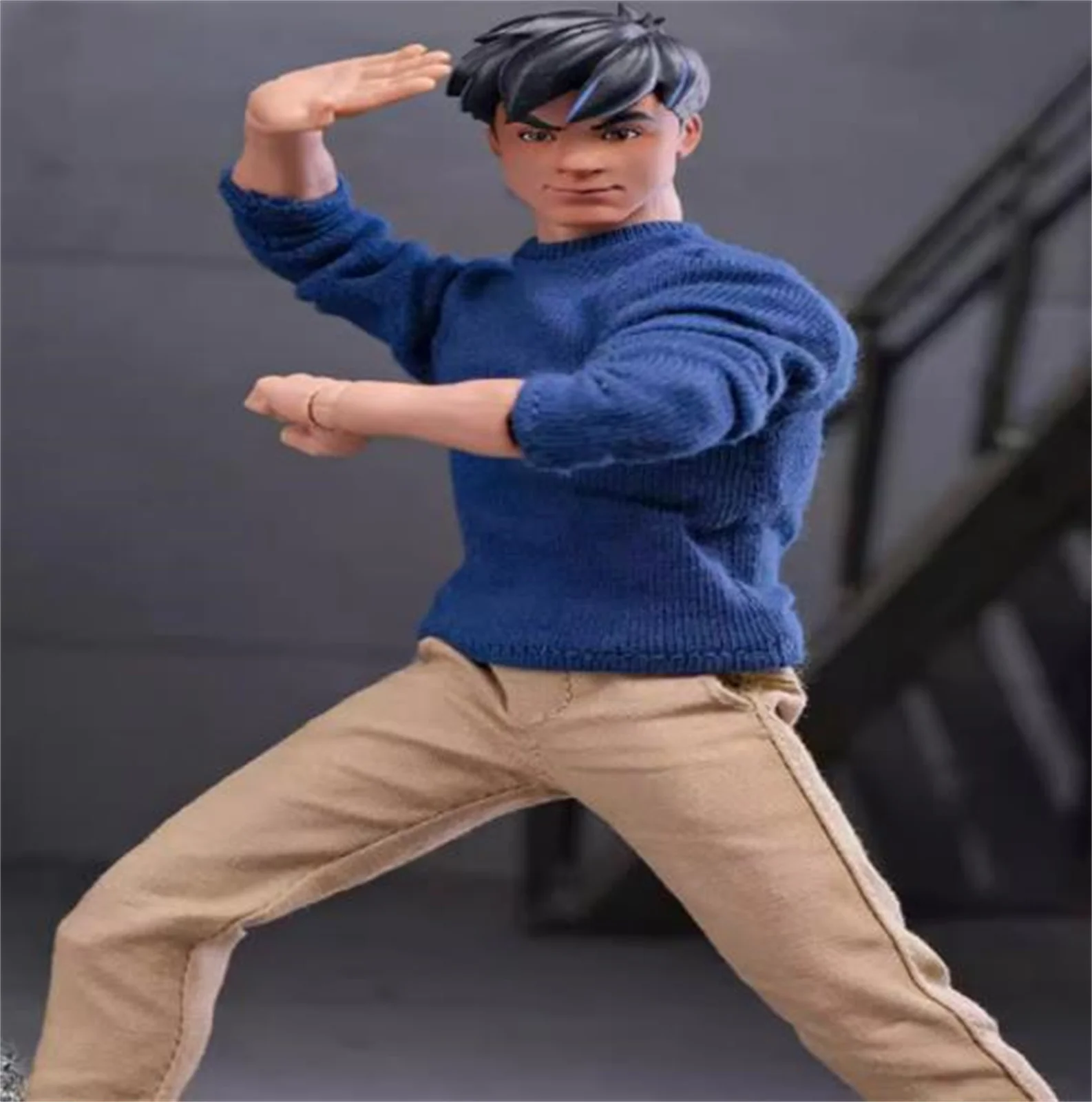 

Long Trench Coat Blue Shirt khaki Pants 1/12 Scale Suit Trendy Male clothes for 6'' Male Solider Action Figure