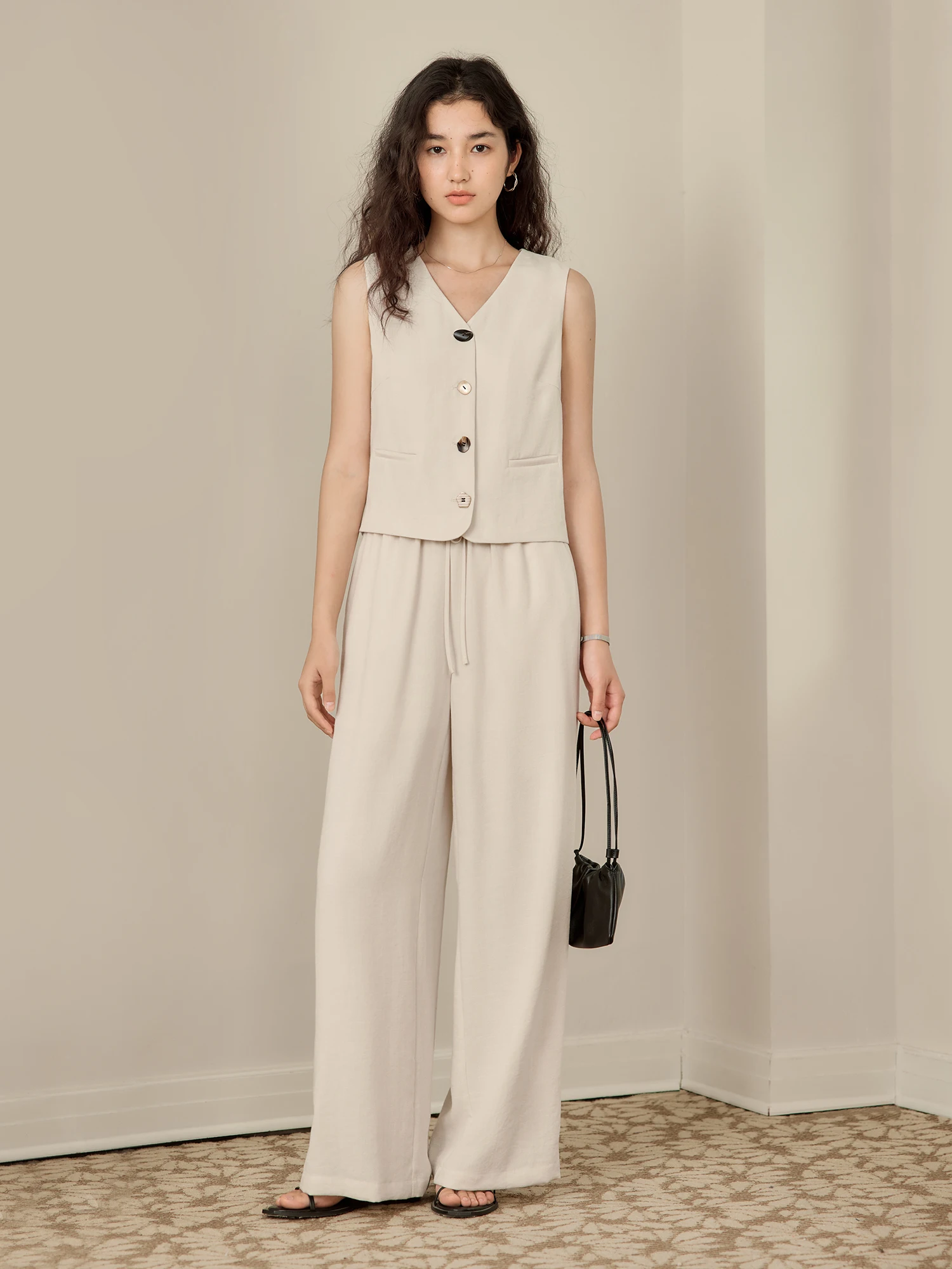 ZIQIAO Old Money Style Vest Wide-leg Pants Set Female 2025 Summer New Temperament High-end Two-piece Outfits 25ZQ92278+25ZQ92272