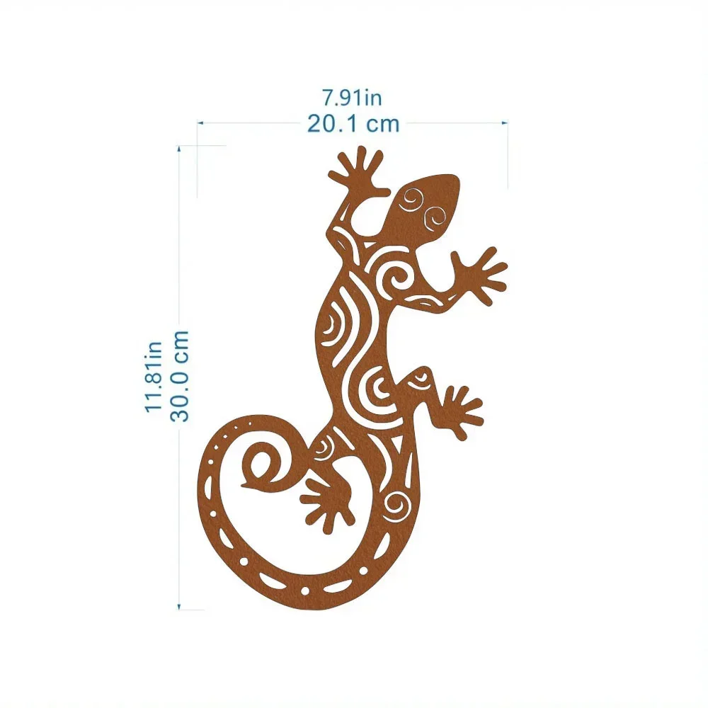 CIFBUY Gecko Metal Wall Art, Tribal Pattern Lizard Metal Wall Decor, Boho Reptile Metal Wall Hanging for Indoor Outdoor