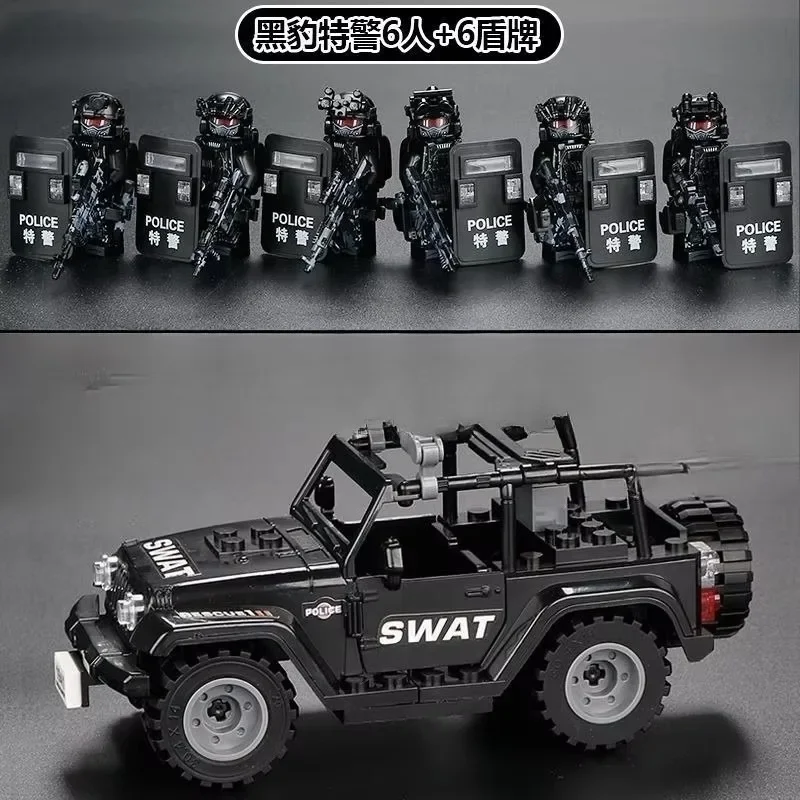 Militärische Geister-Spezialeinheiten, zusammengebaute Modellautos, zusammengebaute Offroad-Jeep-Spielzeuge, Hummer-Autos, beliebte Militär-Bausteine – Detail 7