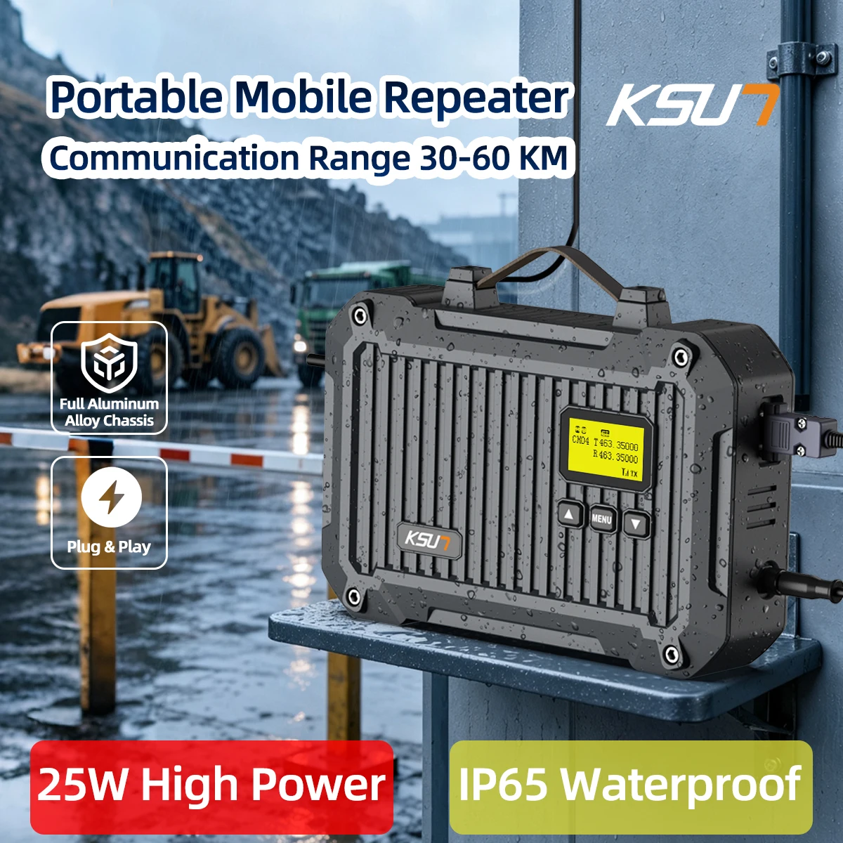 KSUT 965U Professional FM Repeater – 25W Output, 65dB Selectivity, 16CH Scan Lock, Built-in Duplexer (UHF Default/VHF Optional)