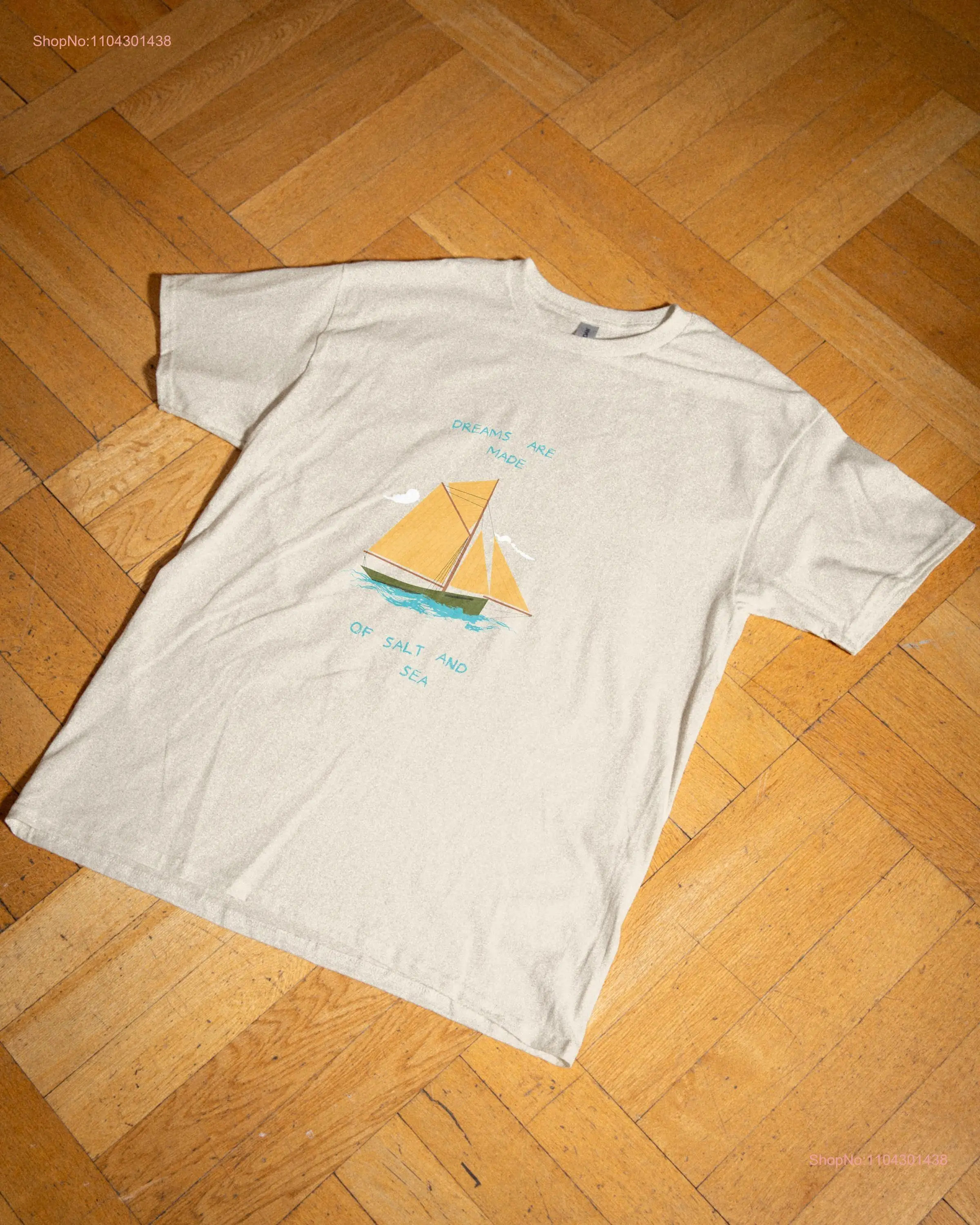 Dreams are made of Salt and Sea T shirt Cute Hand Drawn Lovers Minimal Aesthetic Fishing BoaT long or short sleeves