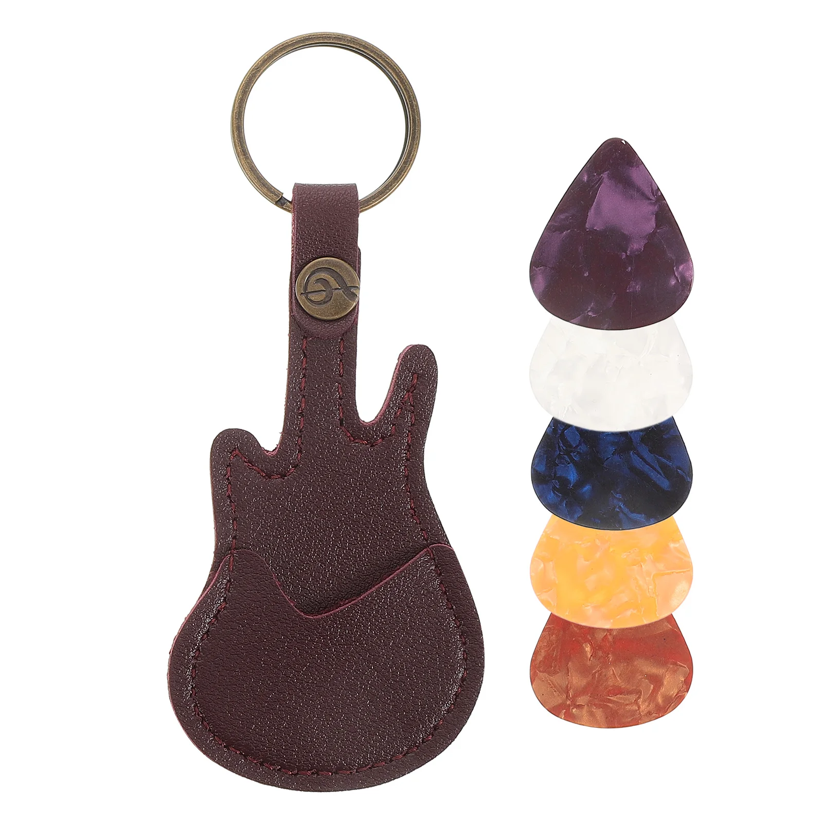 

Guitar Picks Set PU Case Holder for Acoustic Bass Thumb Ukulele Plectrums Keychain Storage Accessories