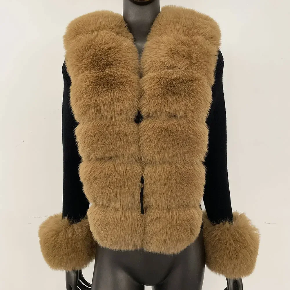 

Faux Fur coat Spring Knitwear Long Sleeve Cardigan Faux Fur Sweater Women Autumn Vintage Cuddly SweaterJacket Jumper Fluffy