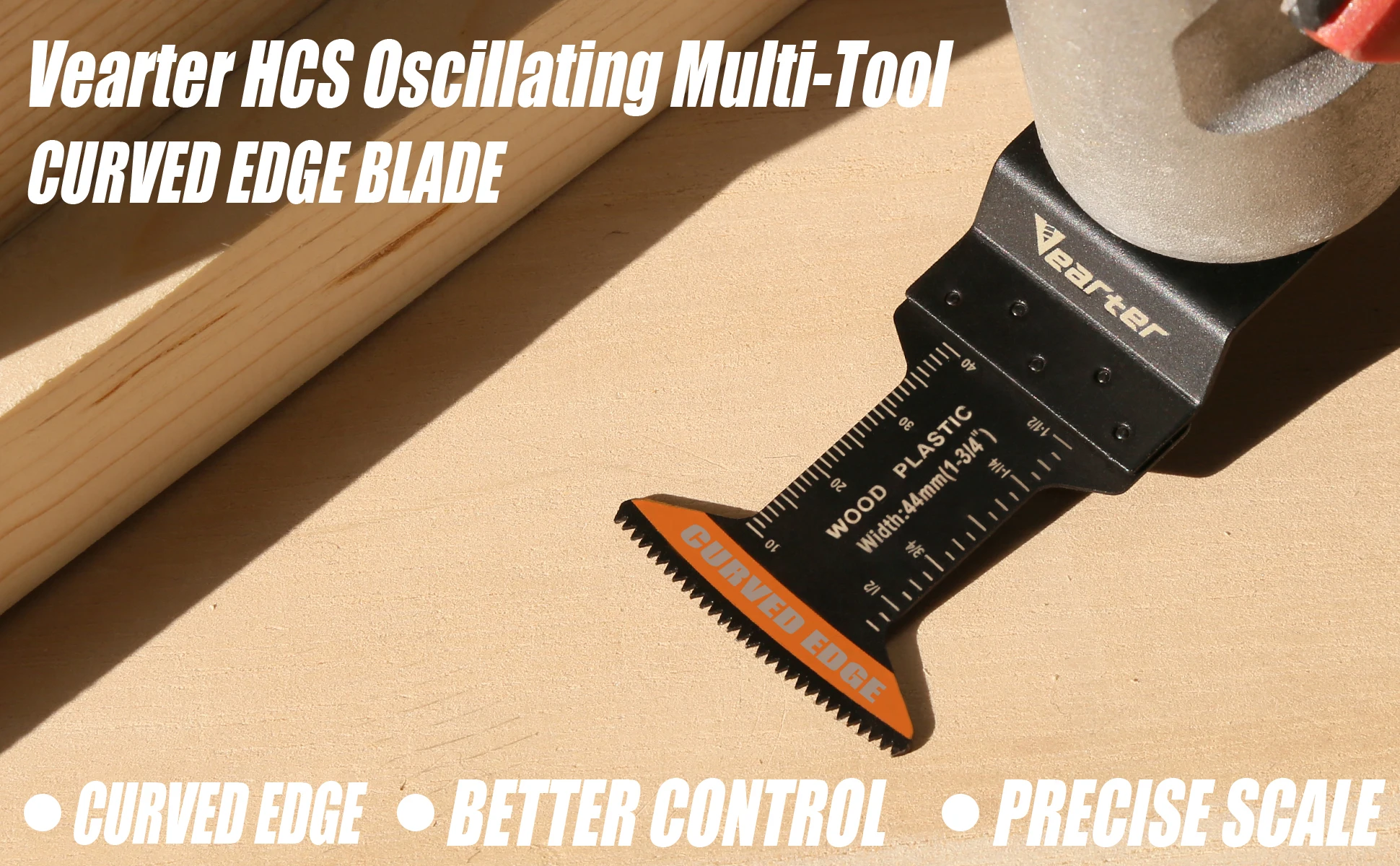 3/10 Stück Vearter 44 mm oszillierende Multitool-Klingen mit gebogenen Kanten, HCS-Sägeblätter, geeignet für Holz- und Kunststoffmaterialien – Detail 3