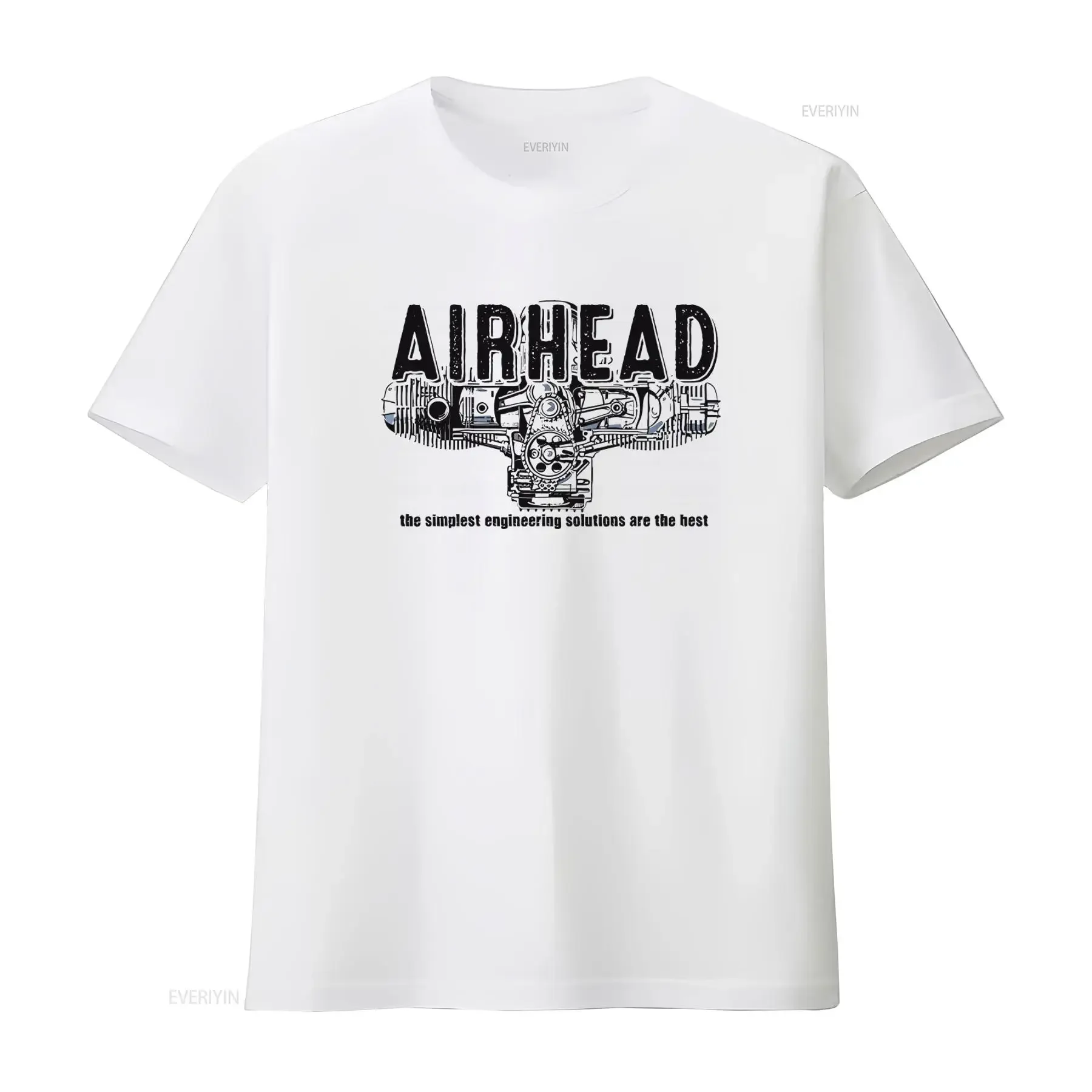 Motorcycle Biker Airhead Boxer Flat Twin Engine R80 R100 GS T Shirt Simple Engineering Design vintage Washed Slightly
