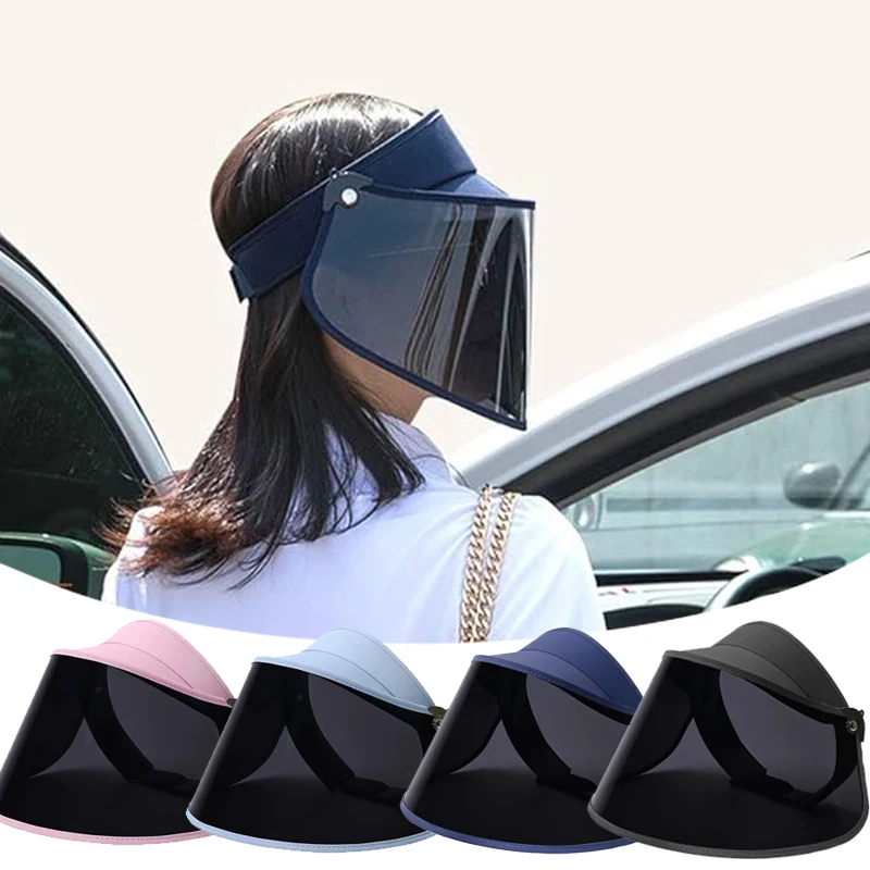 

Outdoor Sun Visor Full Face Protect UV Protection Wide Brim Hat UV400 Hat-360° Rotation Adjustable Golf Caps Beach Accessories