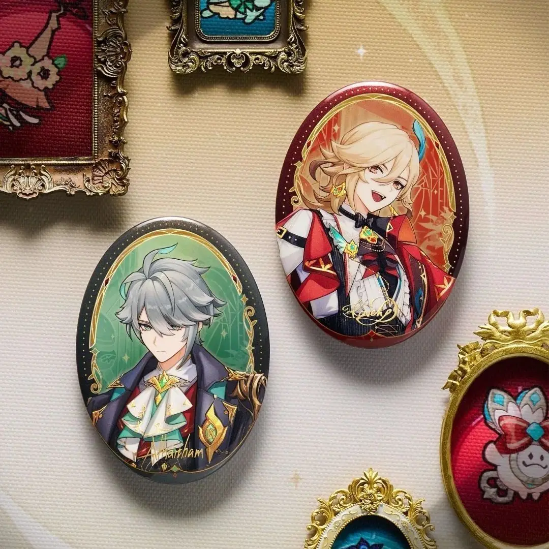 Genshin Impact 게임 피규어 Merch Lyney Lynette Alhaitham Kaveh 배지 아크릴 스탠드 티켓 키 체인 주변 장치 장난감 선물
