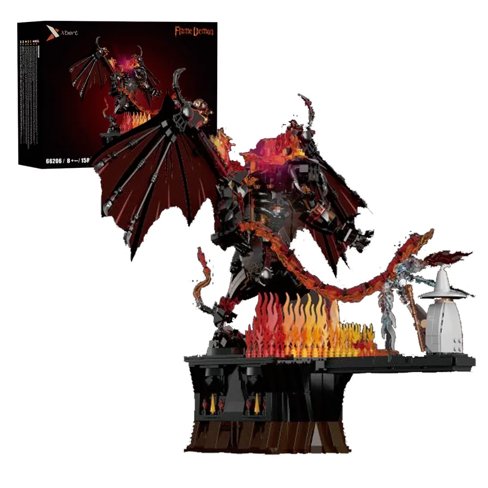 

1581PCS MOC Flame Devil Monster Building Blocks Game Scene Bat Demon Figures Model Bricks Collection Toy Children Halloween Gift