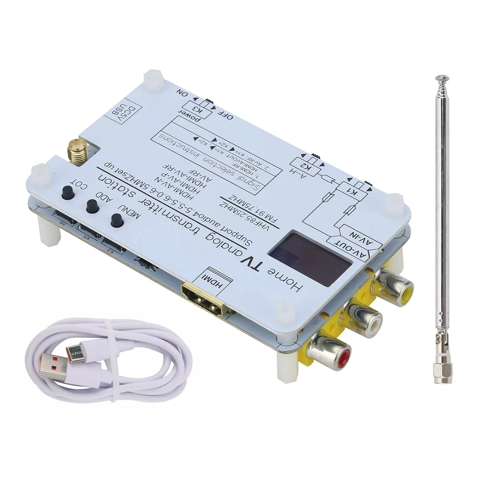 1Pc Analog TV Signal Transmitter VHF Audio Wireless RF Signal Converter AV Transmission Analog TV Sound Video Signal Transmitter