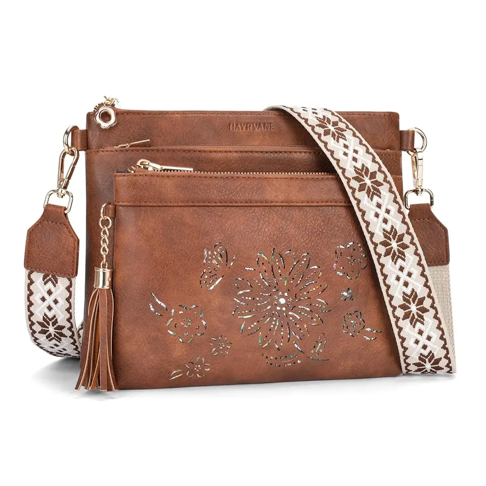 

Женские сумки через плечо, дизайнерские кожаные сумки-кроссбоди с несколькими карманами и широким ремнем