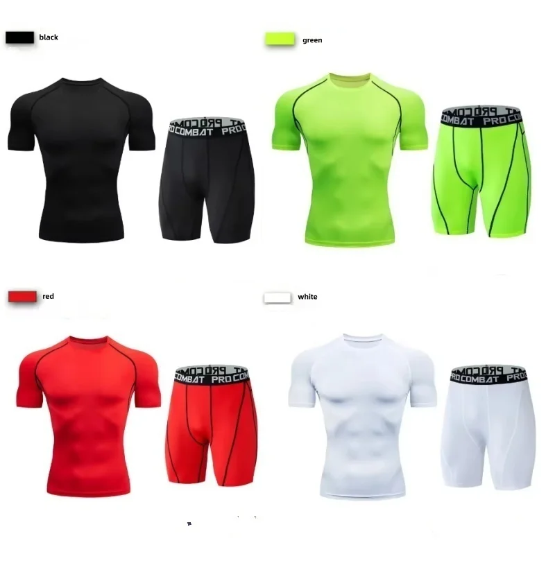 

2pcs Men Compression Sportswear Suit Elastic Training Sports Yoga Sets Workout Jogging Fitness Clothing Tracksuit Pants Sporting