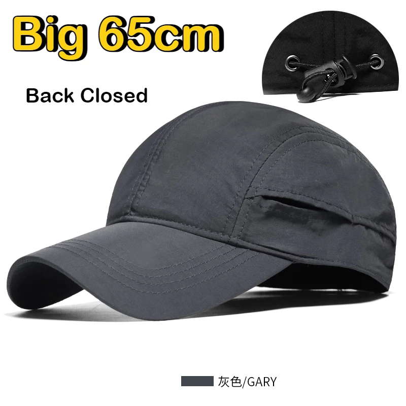 Gorras de béisbol ligeras y finas de secado rápido para hombre, gorra de camionero ajustable deportiva Unisex con cierre trasero de talla grande, gorras Snapback XL 65cm
