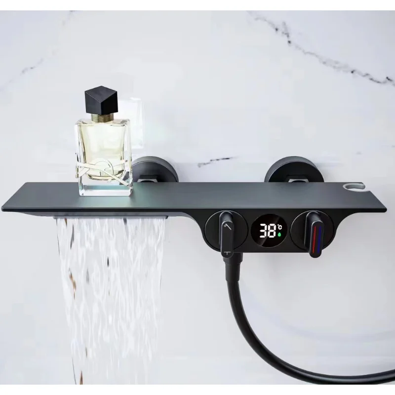 All copper two gear shower multi-function bathtub faucet  handheld  cold and hot big shelf set