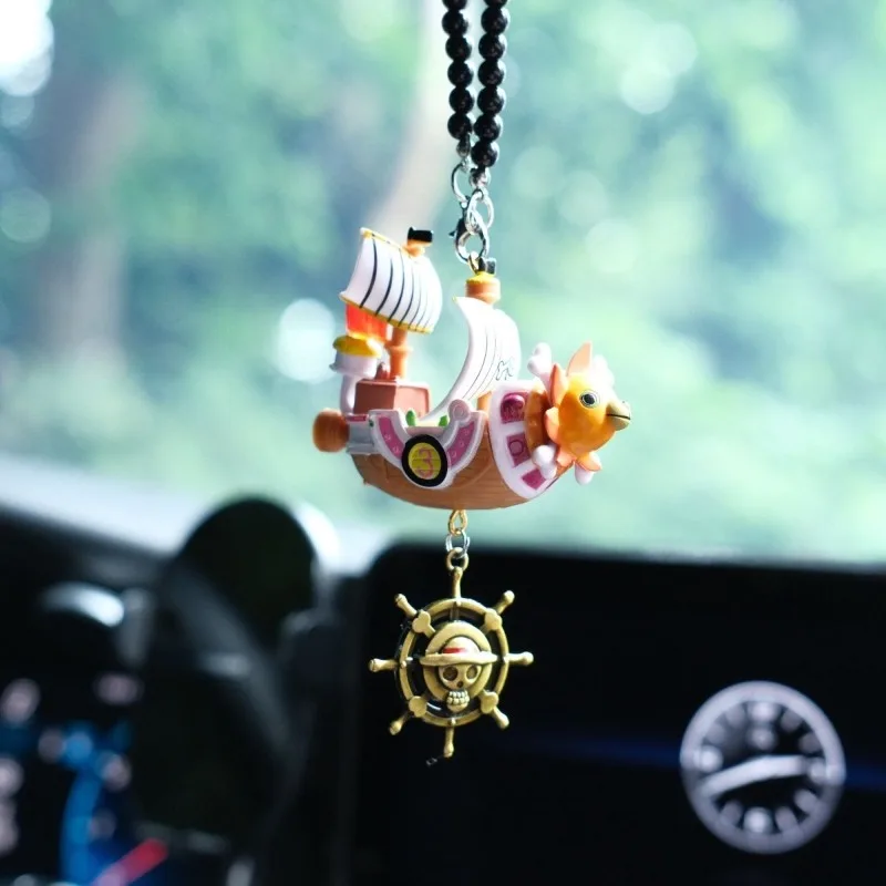 

Cartoon One Piece Car Rear View Mirror Pendant Cute Anime Ship Shape Car Interior Decoration Jewelry Pendant Accessories Gift