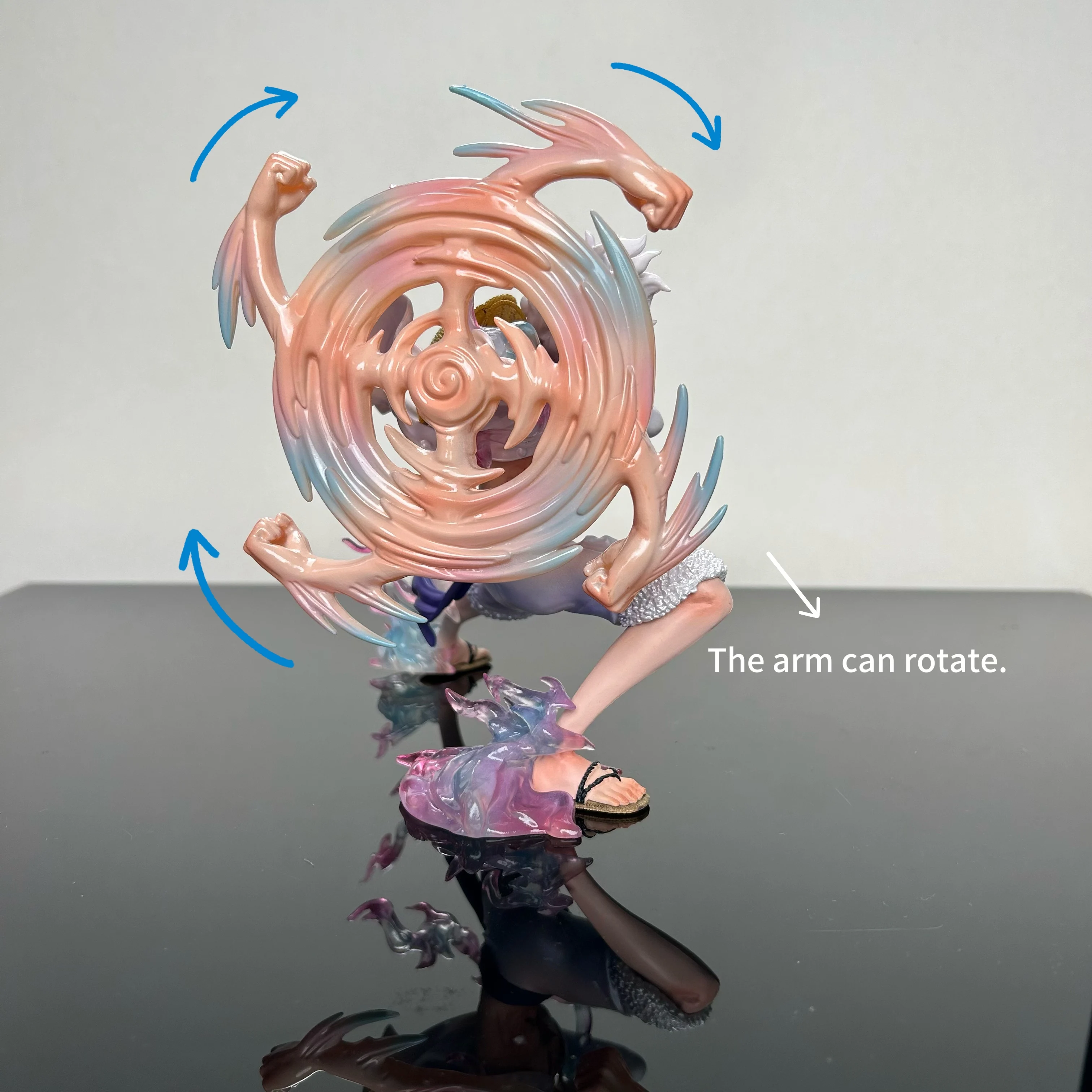 19 cm/7.48 pollici Anime One Piece Figure Nika Rufy Action Figures Rufy Braccio può ruotare Statua in PVC Collezione Modello Giocattoli per I Regali