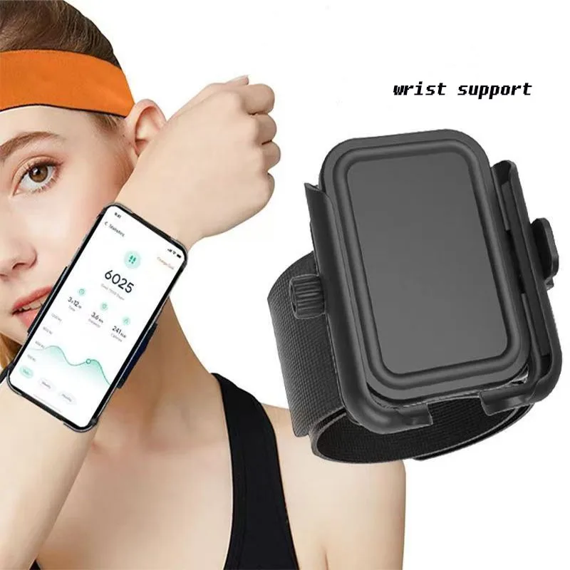 حامل معصم للهاتف للجري العالمي مضاد للانزلاق للرياضة والمشي لمسافات طويلة والسفر، متوافق مع جميع الهواتف الذكية (أسود)