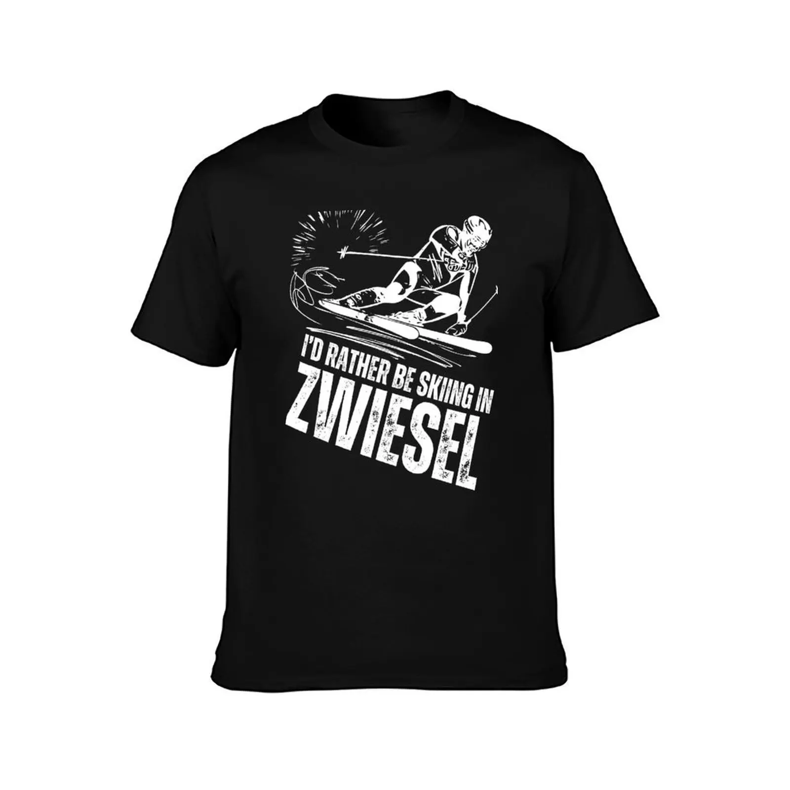 Rough Retro I'd Rather Be Skiing in Zwiesel Germany T-Shirt Casual Daily Wear Short Sleeve Top T-Shirt