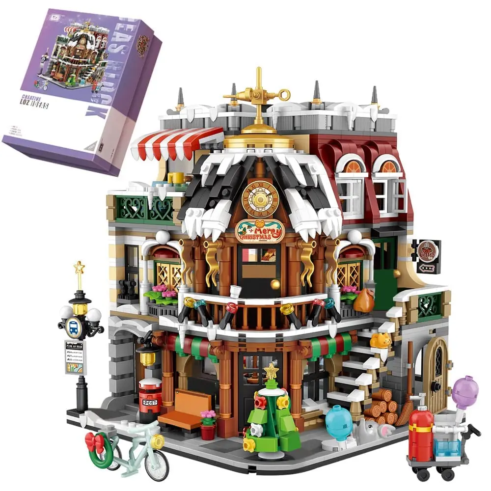 2506pcs Creative Christmas Coffee Shop Building Blocks Kit Moc Modular House Model Building Sets Gifts For Adults Kids Boys Toys