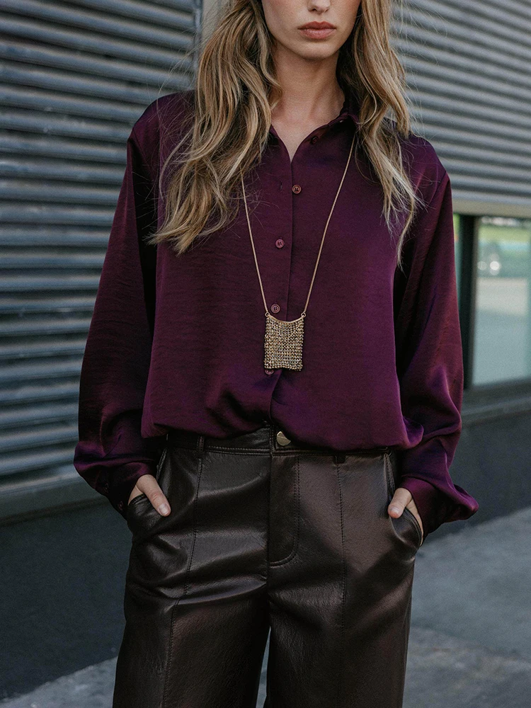 

Шелковый атлас Long Sve irt Balloon Sle Повседневная модная новая женская одежда ort Coat Ele Quali 2025 New Arr...