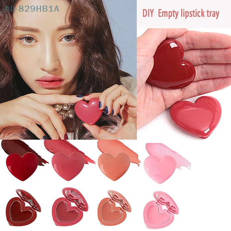 Love Heart Shape Vazio Eyeshadow Case Caixa de batom Paleta de pigmentos Fundação recarregável Dispenser de maquiagem com palete, 1pc