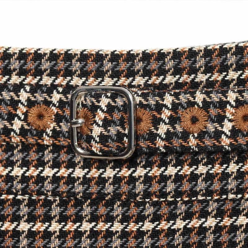 Abbigliamento donna Set gonna pied de poule per donna Colletto dentellato Giacca bomber con cerniera Gonna a vita alta Pantaloni Abito casual per pendolari