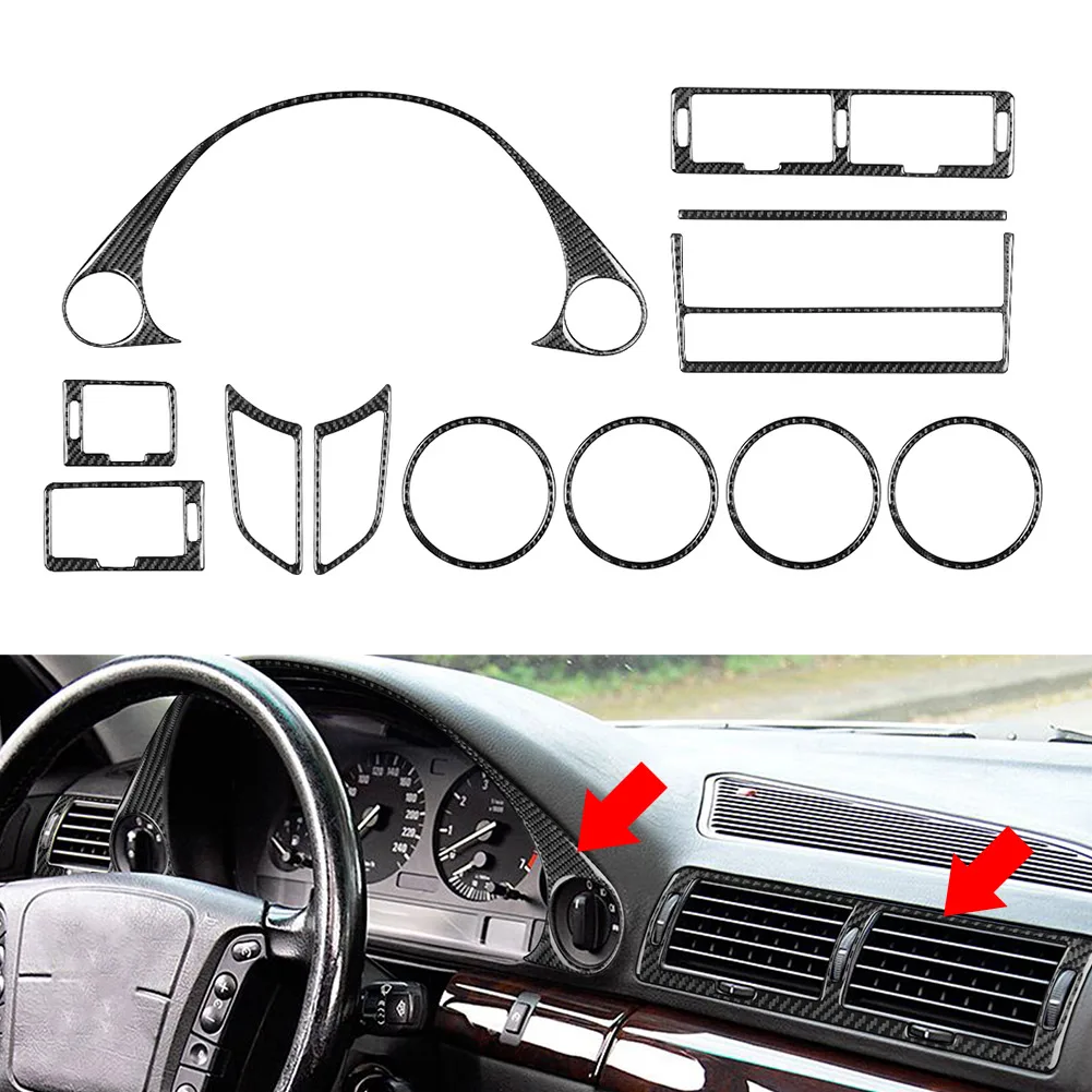 12Pcs/Set LHD Car Full Interior Cover Trim Kit Carbon Fiber Pattern Decoration Sticker For BMW 7 Series E38 1994-2001