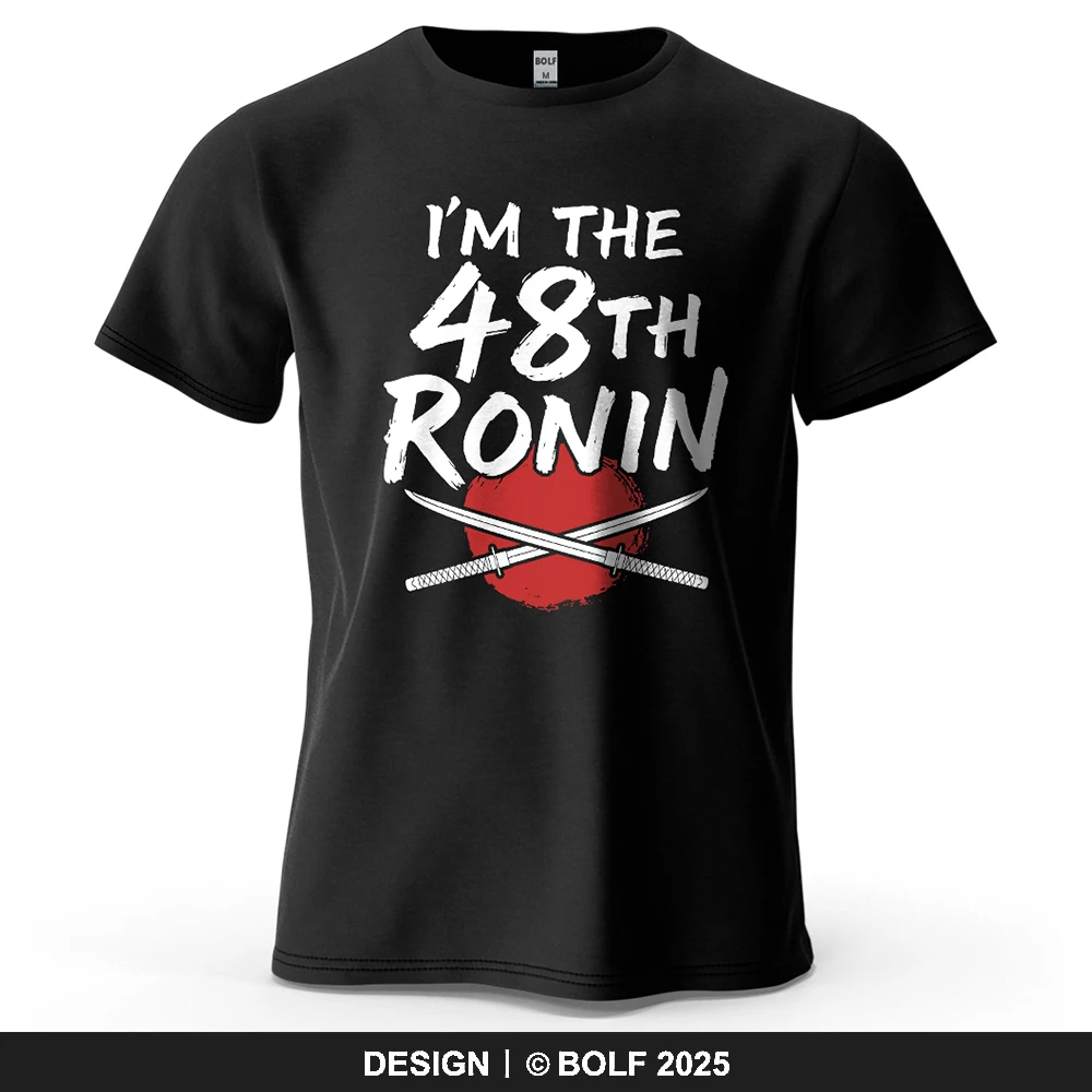 I'm The 48th Ronin Bedrucktes Herren-T-Shirt aus 100 % Baumwolle, übergroße Vintage-Samurai-Grafik-T-Shirts für Damen, Streetwear