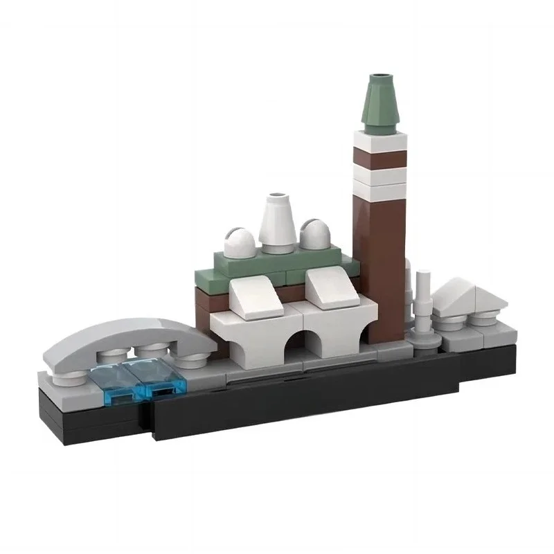 MOC-arquitectura de ciudad creativa, escena del horizonte de Venecia, punto de referencia, modelo de bloques de construcción, rompecabezas para niños, juguetes, adorno de regalo de cumpleaños