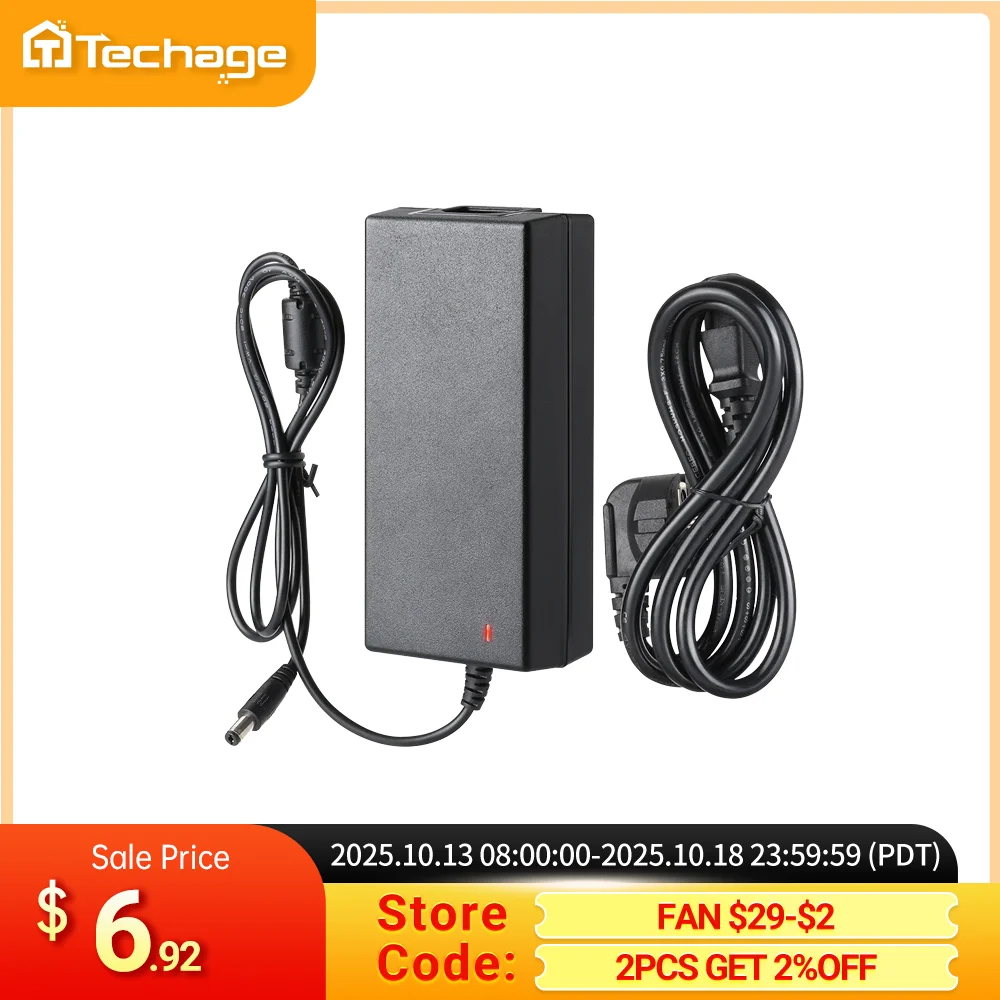 Techage 52V 2.5A Power Supply AC 100-240V Power Adapter wall charger DC 5.41mm  EU/AU/UK/US Plug For Security CCTV POE NVR