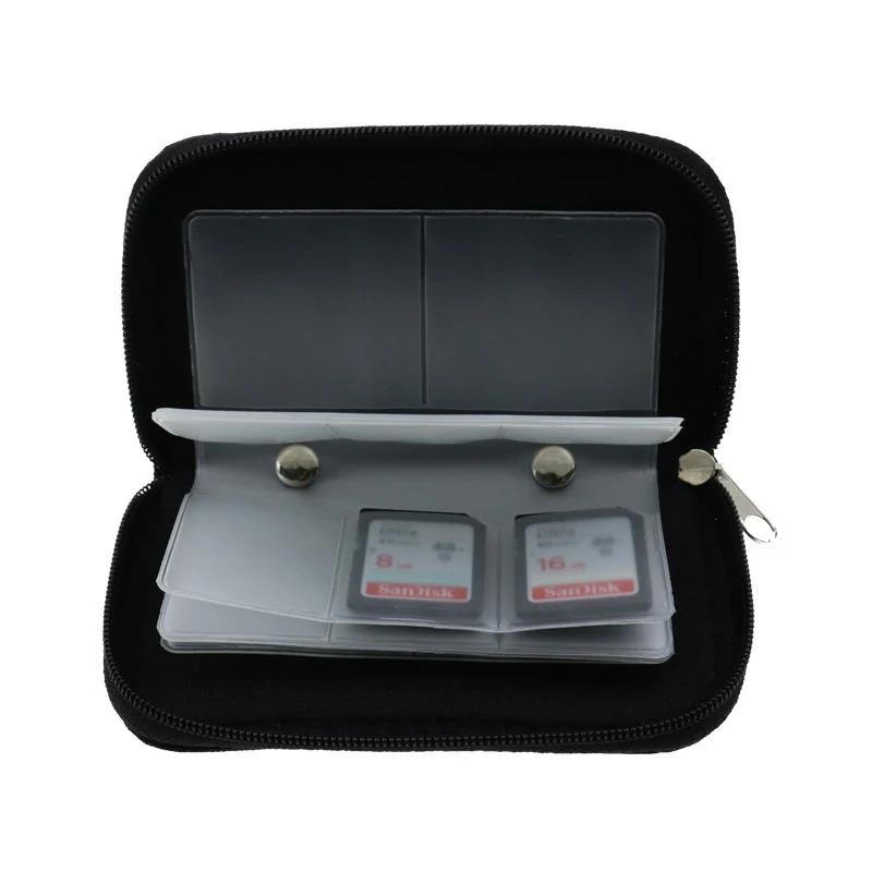 Micro SD XD Card Case Protector Holder Wallet Black 22 Slots SDHC MMC CF Micro SD Memory Card Storage Carrying Zipper Pouch Case