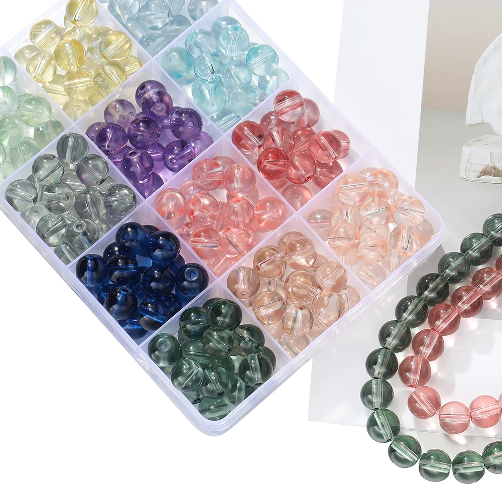 

50pcs/Lot 8/10mm Transparent Glass Beads Round Spacer Loose Bead for DIY Bracelet Necklace Jewelry Making Accessories