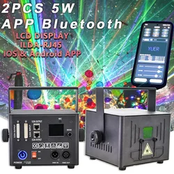2Pcs/lot Bluetooth APP Control 5W RGB Beam Scanner Stage Lighting For Wedding Party ILDA RJ45 Birthday Dj Disco Lights Projector