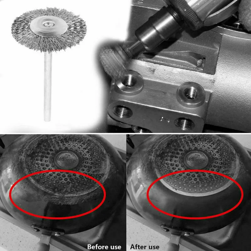 20 buah sikat kawat baja Dremel sikat roda putar 25mm sikat kawat Dremel aksesori untuk alat poles Gerinda