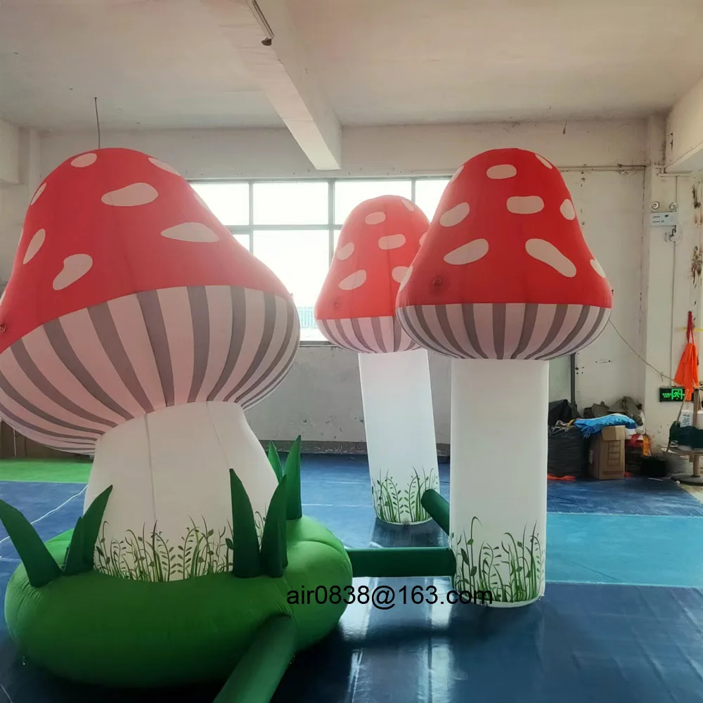 New Inflatable Mushroom Model With Led Lights Artificial Inflatable Mushroom Plant Balloon Blow Up Flower For Outdoor Decoration