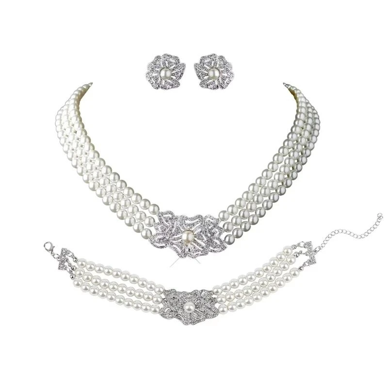 and Stylish Jewelry Set with Simulated Pearls Necklace Earrings and Bracelet Perfect for Enhancing Any Outfit