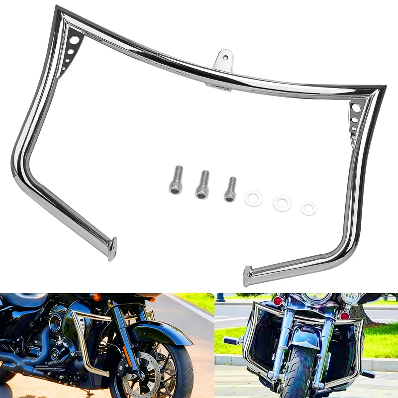 

Chrome Motorcycle Front Engine Guard Crash Bar For Harley Touring Street Glide Road King Electra Glide 1997-2008