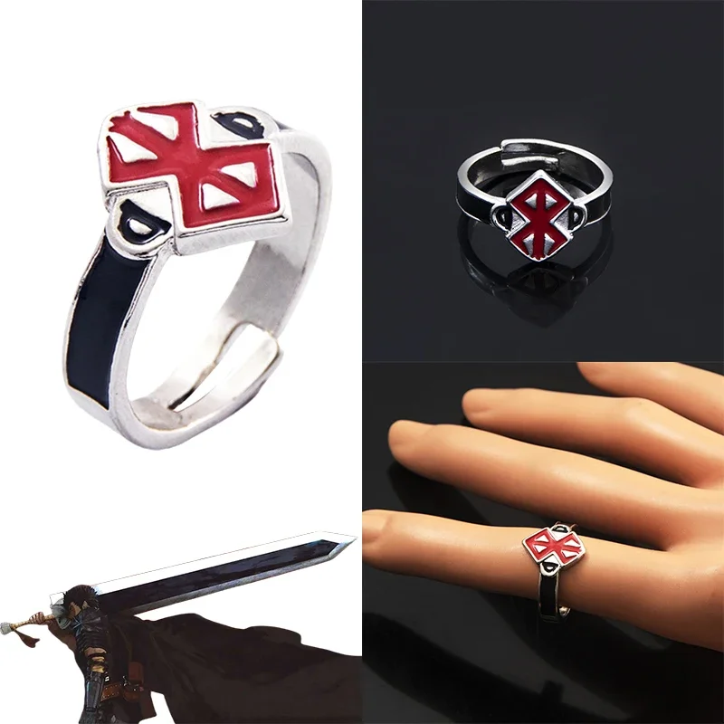 Berserk Guts Metal Adjustable Ring Anime Character Makeup Party Decoration Props Men's Ring Cos Peripheral Series Props Gifts