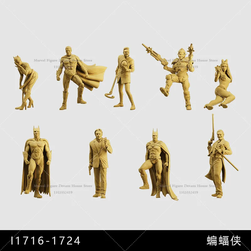 

1/64 1/43 1/35 Scale Miniature Scene Doll Bathero The Clown Catwoman Two-Face Robin Riddler Un-panited White Mini Figure