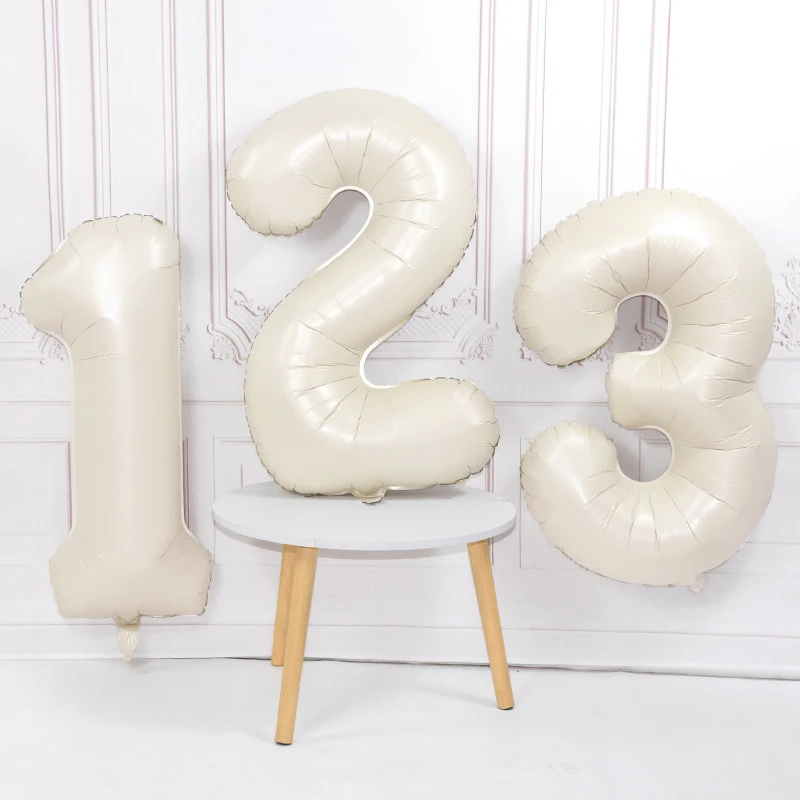 32/40 Zoll cremefarbene Zahlenballons 1–9, große digitale Folien-Heliumball, Mädchen, Kinder, Erwachsene, alles Gute zum Geburtstag, Party-Dekoration, Hochzeit – Detail 1
