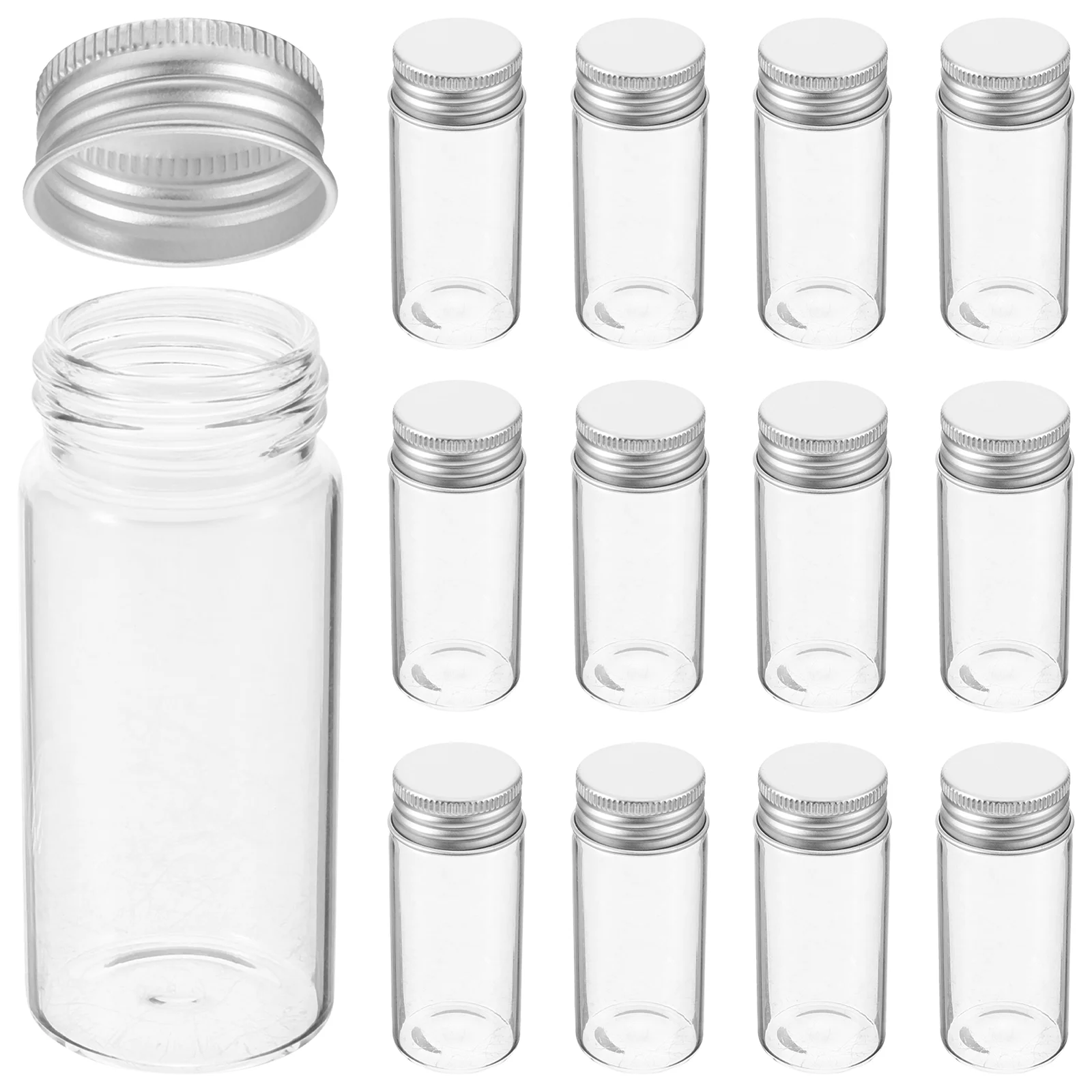 

24 Pcs Plastic Plug Screw Cap Test Tube Bottle Iron Tubes with Lids Small Glass