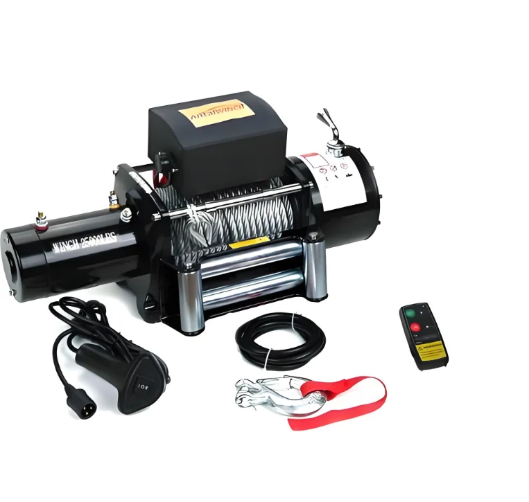 12V DC Motor 12000lb Winch Steel Remote Control Electric Mini Winch With Steel Wire Rope For Auto For Car Recovery