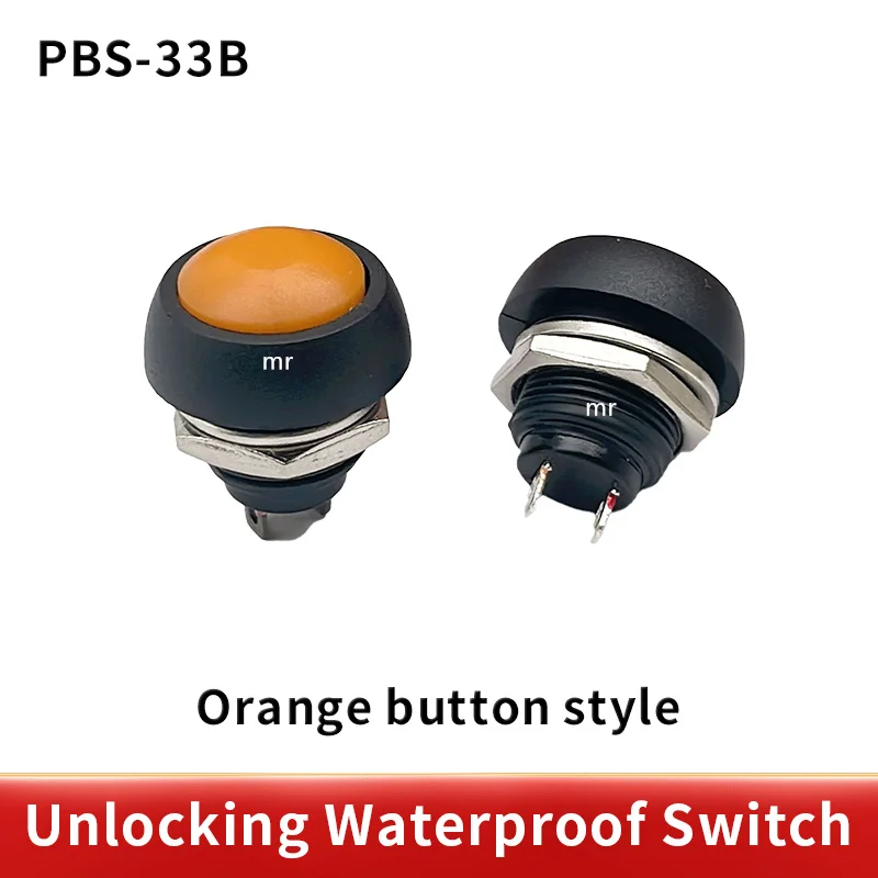 1Pcs pbs-33b 2Pin Mini Switch 12mm 1A waterproof switch pbs33b 12v momentary Push button Switch reset Non-locking pbs-33b