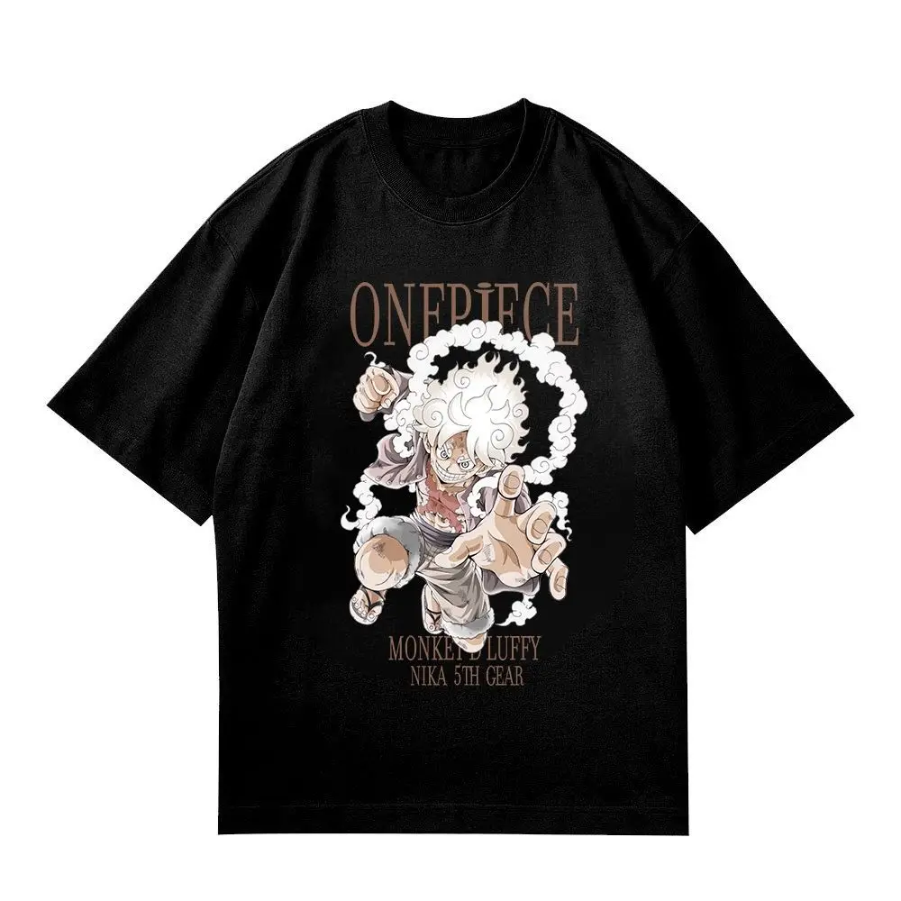 

ONE PIECE Luffy Joint Animation Peripheral T-shirt Nika Road Five-speed Japanese Students Short-sleeved Loose Cotton Top