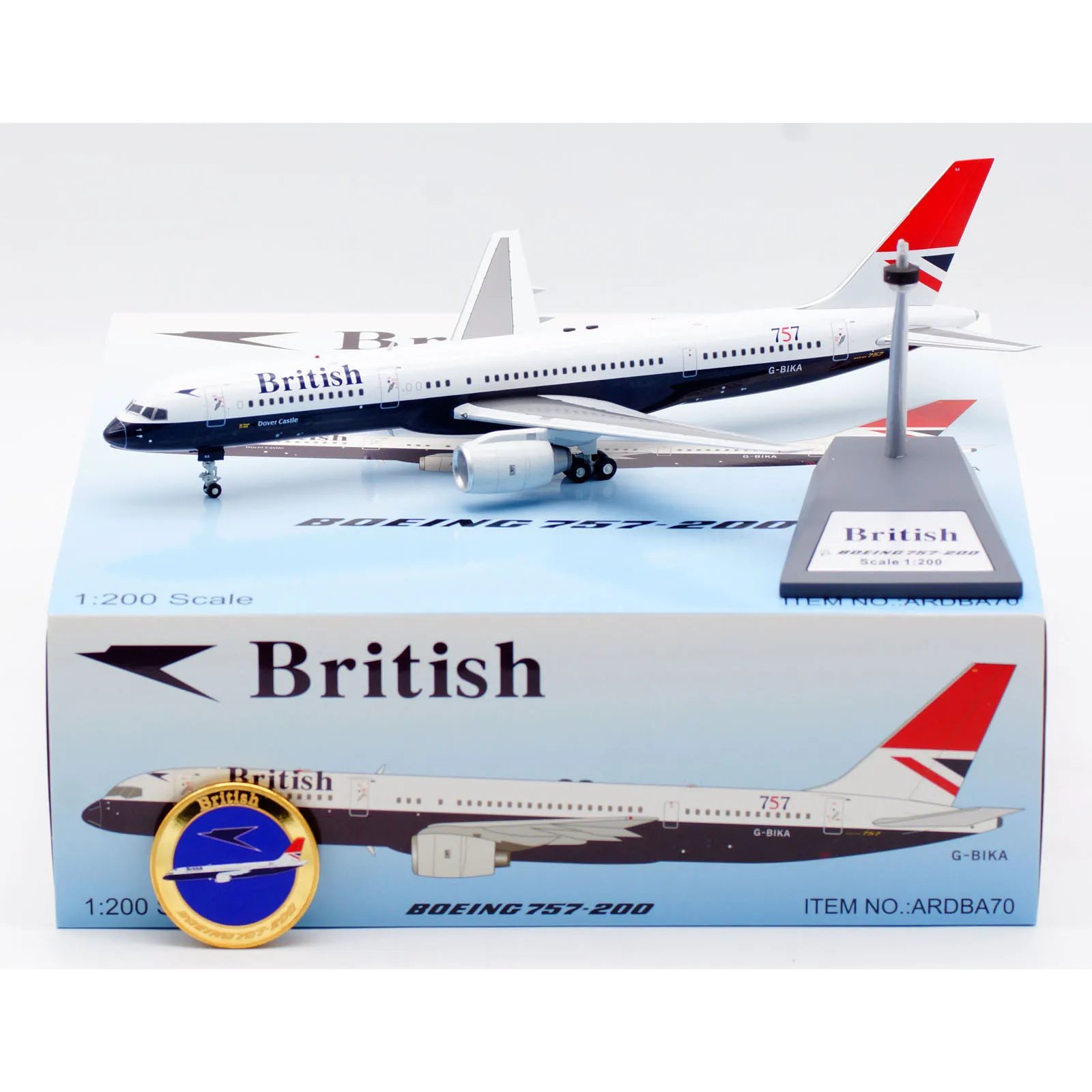 

ARDBA60 Alloy Collectible Plane Gift ARD 1:200 British Airways Boeing B757-200 Diecast Aircraft Jet Model G-BIKA With COIN